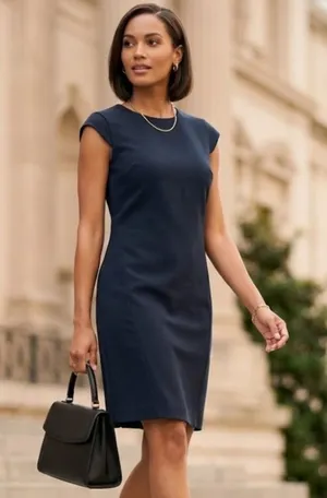 Marc Bouwer Unlimited Womens Large Black Stretch Sheath Dress Career Cocktail thumbnail 1