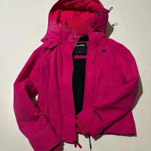 Abercrombie & Fitch Pink Hooded Utility Jacket XS Y2K Logo Zip Pocket thumbnail 1