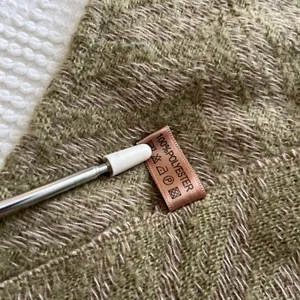 Neutral Knit Shawl/ Cape in Herringbone Pattern with Sage and Tan thumbnail 9