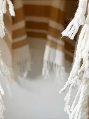 Marc New York Ivory Tan Oversized Gold Zip Up Fringe Hem Poncho thumbnail 9