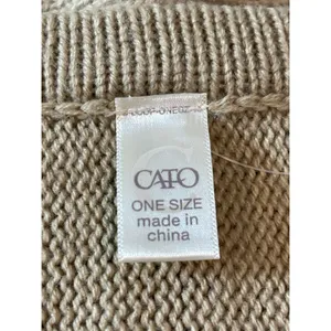 Cato Poncho Tan Knit Fringed Hem Pullover Sweater One Size NWT thumbnail 10