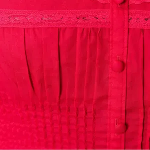 NWT Danielle Guizio Lille Pintuck Cotton Lace Trim Mini Dress Red Love XS thumbnail 5