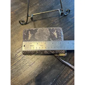 Michael Kors Brown Snakeskin‎ Embossed Leather Zip Around Wristlet Wallet GUC thumbnail 8