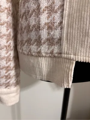 Mystree Corduroy Jacket S Cream Herringbone Mixed Media Utility Shacket fall thumbnail 5