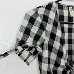 Bec + Bridge Dress Womens 2 Black White Gingham Tie Front Button Down Mini thumbnail 4
