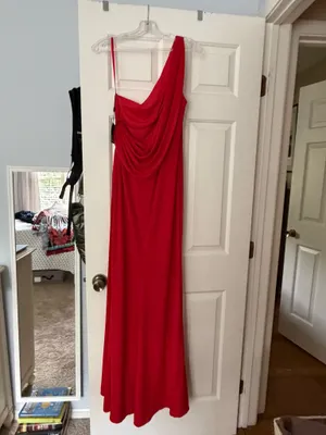 Mac Duggal Red One shoulder backless dress NWT thumbnail 4