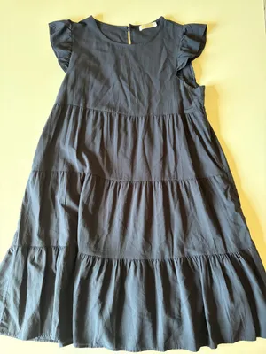 Kirundo Women Small Navy Dress Flowy Tiered Cottagecore Romantic Short Sleeve thumbnail 1