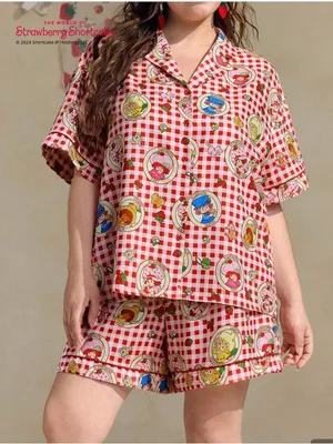 Strawberry Shortcake Countryside Plaid Gingham Check Short Pajama Set Two Piece thumbnail 1