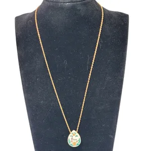 Paparazzi Dainty Name ID Necklace Diane Floral Carved Hand Painted 16" Minimalist Vtg thumbnail 1