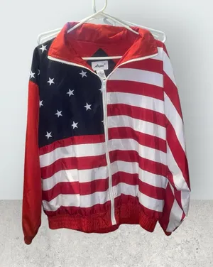 Women's American Flag Windbreaker Red Size L thumbnail 1