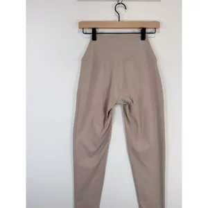 Set Active Womens Leggings Beige Sportbody Front Zip Cropped Stretch Yoga Small thumbnail 7