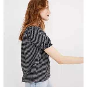 Madwell Texture and Thread peasant top in stripe thumbnail 4