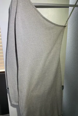 White/ Silver One Shoulder cocktail Dress thumbnail 3