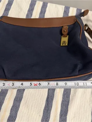 Etienne Aigner Navy Canvas Brown Trim Crossbody Bag Vintage Logo Everyday Purse thumbnail 11