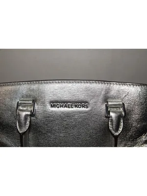 Michael Kors Selma Metallic Silver Leather Medium Satchel Crossbody Purse thumbnail 3