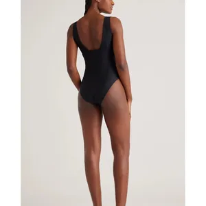 NWT Quince Black Italian Plunge One-Piece Swimsuit Size Large thumbnail 2