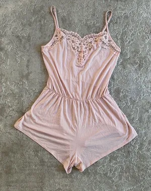 Victoria’s secret baby pink lace trimmed romper thumbnail 1
