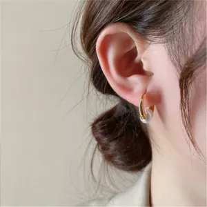 18K Gold Plated White Pearl Hoop Earrings for Women, Pearl Earrings thumbnail 3