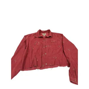 Woolrich Cropped Corduroy Jacket Embroidered Red Y2K Indie‎ Cottagecore M thumbnail 2