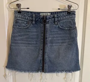 We The Free by Free People women's size 24 Zip It Up mini denim skirt blue denim thumbnail 1