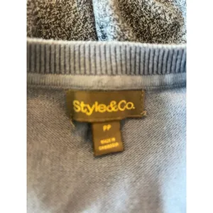 Style & Co Blue Crewneck Cotton Colorblocked Sweater Size PP thumbnail 3