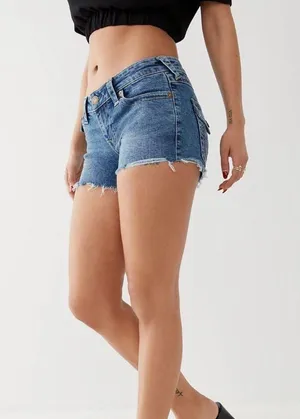 True Religion Jean Shorts Flap Cutoff Size 26 thumbnail 1
