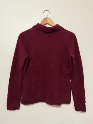 Ann Taylor Cashmere Cardigan Size Medium Maroon Burgundy Sweater Luxury thumbnail 5
