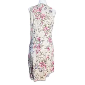 All That Jazz Floral Linen Blend Sleeveless Tan Dress Cottagecore 90s Medium New thumbnail 5