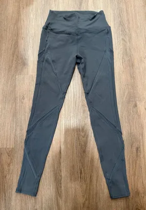 Alo Yoga Women‎ Moto Leggings High Waist Mesh Panel Charcoal Gray Size M W5434R thumbnail 1