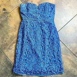J. Crew Blue Lace Strapless Sweetheart Mini Dress 6 thumbnail 5