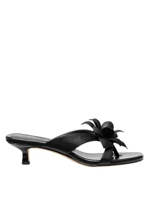 Michael Michael Kors Floral Embellished Leather Kitten Heel Sandal Black 7.5M thumbnail 13