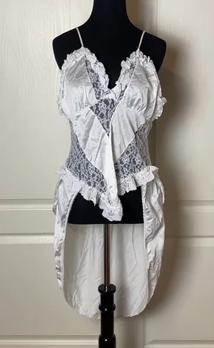 80s VINTAGE HIGH LOW LINGERIE SLIP DRESS CAMI thumbnail 1