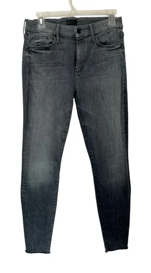 Mother Looker Ankle Fray Skinny‎ Jeans Sz 28 All Nighter Premium Denim Gray thumbnail 1