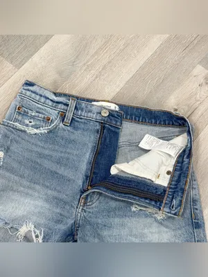 Abercrombie & Fitch High Rise Denim Cutoffs Mom Jean Shorts‎ Blue Size 2 26 thumbnail 6