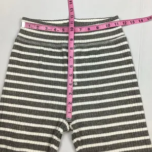 Aerie Gray and White Striped Ribbed Leggings Ruched ankle Loungewear Small NEW! thumbnail 7