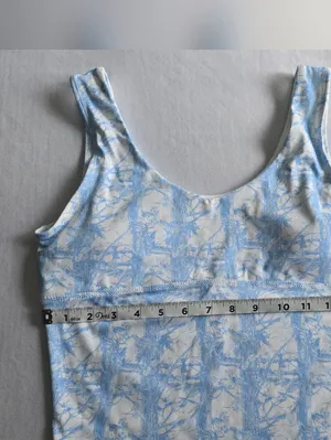 Happy Camp3r Women’s Blue Marble-Print Tank‎ Top Size L thumbnail 5