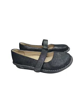 Alegria Feliz Black leather Mary Jane Flats adjustable Strap sparkle comfort 38 thumbnail 2