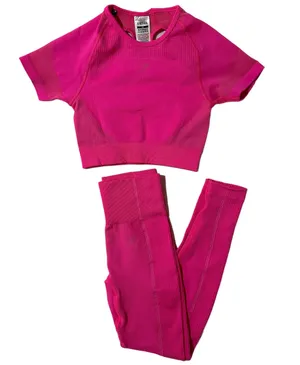 Pink Ultra Seamless Crop Top and Leggings Set thumbnail 1