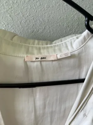 Francesca's Cream Satin Button Down Collared Blouse thumbnail 3