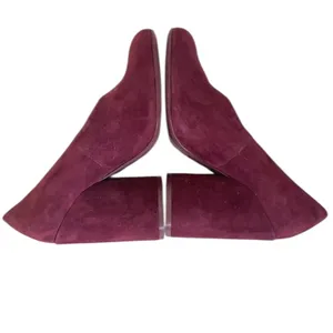Tory Burch Lucia Pumps Women's 6.5 Burgundy Purple Fig Suede Sculpted Heel thumbnail 8