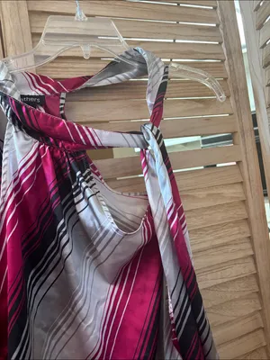 feathers One-Shoulder Striped Top in Magenta, White and Black Small thumbnail 2