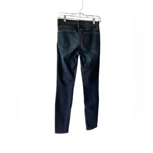 FRAME Le High Skinny Jeans Dark Wash Distressed Knee Designer 25 thumbnail 3