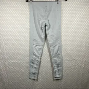Alo Yoga Light Grey‎ Mid Rise Moto Leggings thumbnail 6