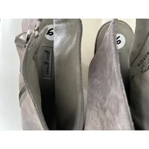 Paul Green Taupe Grey Leather Peep Toe‎ Slingback Booties Size 6 Made in Austria thumbnail 7