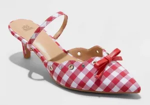 Wild Fable Red Gingham Bow Kitten Heels Size 8.5 thumbnail 1