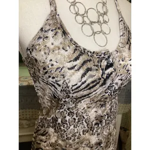 BKE‎ Womens Small Animal Print Lace Overlay Button Front Racerback Tank Top Tan thumbnail 2
