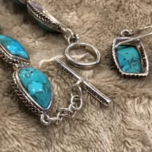 Barse Turquoise Sterling Silver Necklace Earrings Bracelet Ring Rope Accent Set thumbnail 15
