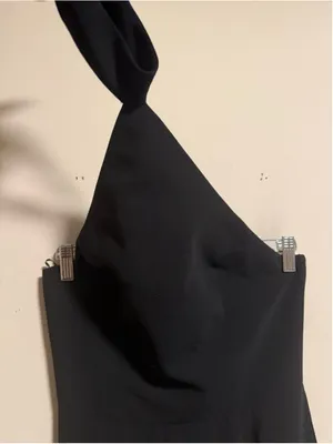 Amanda Uprichard Revolve Queen Halter Maxi Slit Gown In Black- Size Small thumbnail 4
