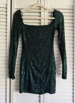 Lucy in the Sky Green Long Sleeve Sequin Dress thumbnail 1