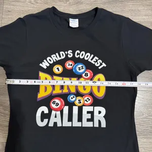 100% Cotton World's Coolest Bingo Caller Black‎ Graphic T-Shirt Womens Medium thumbnail 5